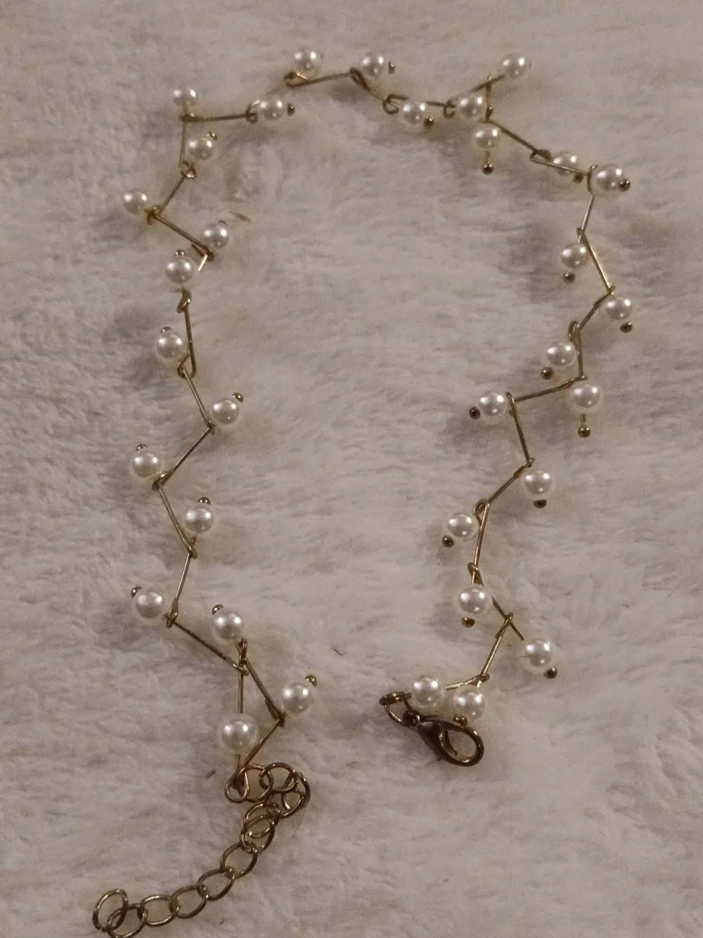 Pearl & Gold Tone WRAP BRACELET + Adjustable Lobster Clasp Closure
